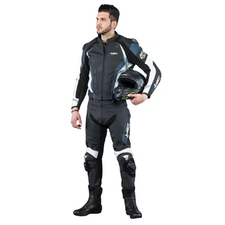 Męska skórzana kurtka motocyklowa W-TEC Velocity - OUTLET - Czarny-fluo