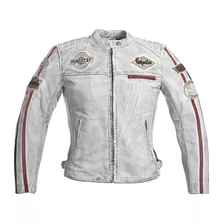 Women’s Leather Motorcycle Jacket W-TEC Sheawen Lady White