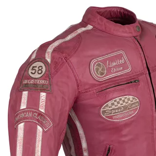 Women’s Leather Motorcycle Jacket W-TEC Sheawen Lady Pink