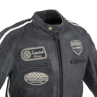 Męska skórzana kurtka motocyklowa W-TEC Dark Vintage - Ciemny szary