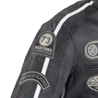 Men’s Leather Motorcycle Jacket W-TEC Dark Vintage - Dark Grey