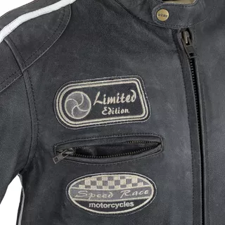 Herren Motorradjacke aus Leder W-TEC Dark Vintage - dunkelgrau