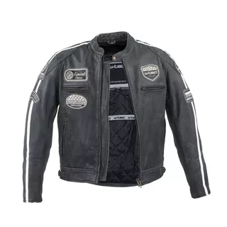 Herren Motorradjacke aus Leder W-TEC Dark Vintage - dunkelgrau