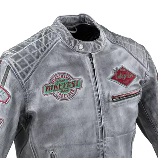 Men’s Leather Motorcycle Jacket W-TEC Sheawen Waxed Grey