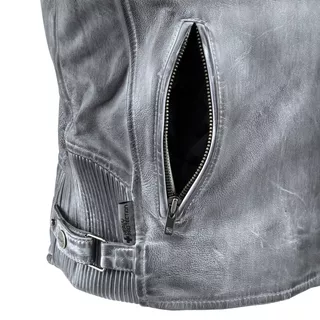 Pánska kožená moto bunda W-TEC Sheawen Waxed Grey - 6XL