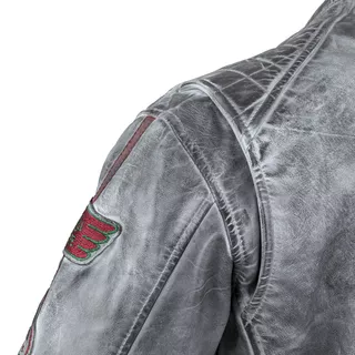 W-TEC Sheawen Worn Grey Herren Leder Motorradjacke - grau