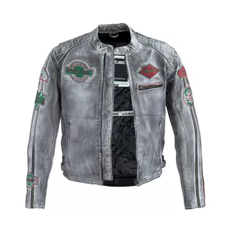 W-TEC Sheawen Worn Grey Herren Leder Motorradjacke - grau