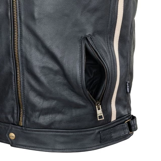 Pánská kožená bunda W-TEC Makso - černá s nášivkami, 3XL