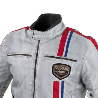 Men’s Textile Jacket W-TEC 91 Cordura - White with Red and Blue Stripe