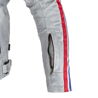 Мъжко текстилно мото яке W-TEC 91 Cordura - бяло с червена и синя ивица, M