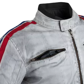 Men’s Textile Jacket W-TEC 91 Cordura - White with Red and Blue Stripe