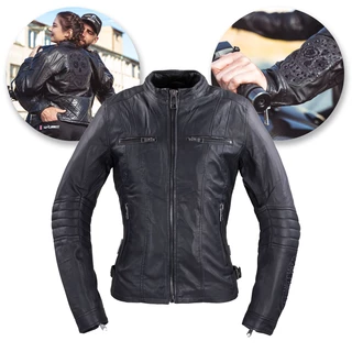 Women’s Leather Jacket W-TEC Strass - Black with Studs