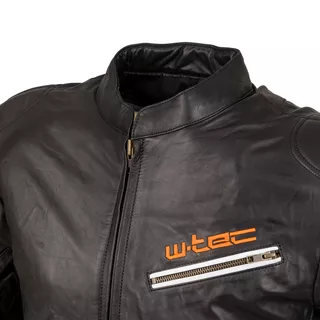 Leather Motorcycle Jacket W-TEC Brenerro - Black-Orange-White, 4XL