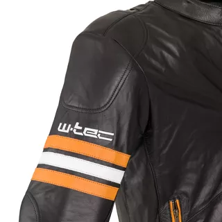 Leather Motorcycle Jacket W-TEC Brenerro - Black-Orange-White, 4XL