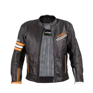 Leather Motorcycle Jacket W-TEC Brenerro - Black-Orange-White, 3XL