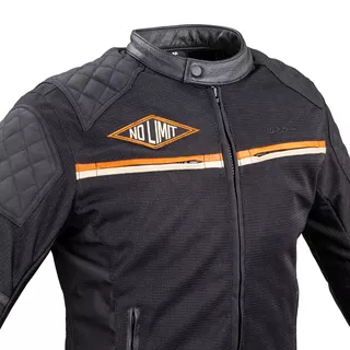 Nyári motoros kabát W-TEC 2Stripe - fekete-bézs-narancs, 6XL