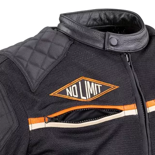 W-TEC 2Stripe Herren Motorradjacke - schwarz-beige-orange