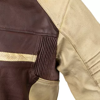 Pánska kožená moto bunda W-TEC Retro - čierno-hnedo-béžová, 4XL