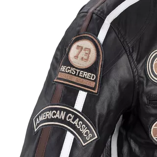 Men’s Leather Motorcycle Jacket W-TEC Black Cracker - Black