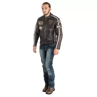 Men's Leather Motorcycle Jacket W-TEC Antique Cracker - L