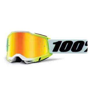 Motokrosové brýle 100% Accuri 2 Mirror - Dunder bílo-zelená, zrcadlové plexi