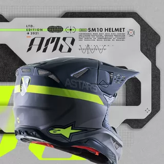 Moto přilba Alpinestars Supertech S-M10 limitovaná edice AMS MIPS šedá/bílá/žlutá fluo/černá