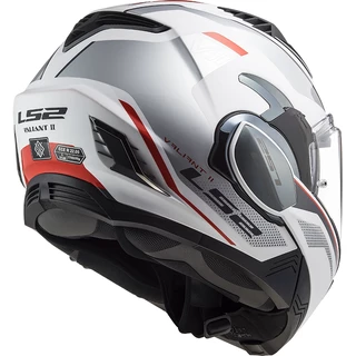 Flip-Up Motorcycle Helmet LS2 FF900 Valiant II Hub P/J - Gloss White Silver