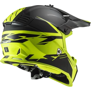 Motorcycle Helmet LS2 MX437 Fast Evo Roar - Matt Black H-V Yellow