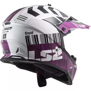 Motorradhelm LS2 MX437 Fast Evo XCode - Glänzendes Weißviolett