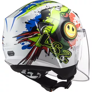 Children’s Open Face Motorcycle Helmet LS2 PF602 Funny - Croco Gloss White