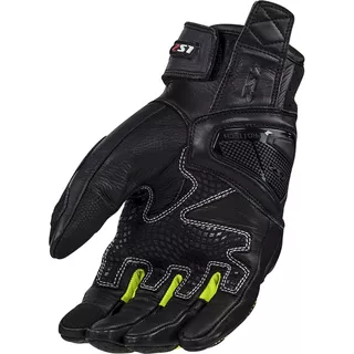 Pánske moto rukavice LS2 Spark 2 Leather Black H-V - čierna/fluo žltá