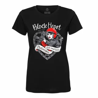 Dámské triko BLACK HEART Bike Girl - černá - černá