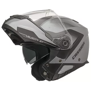 Flip-Up Motorcycle Helmet Cassida Velocity ST 2.1 Silver Titanium/Black