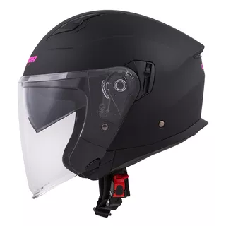 Cassida Jet Tech Schwarz Matt/Pink Logo 2023 Motorradhelm - schwarz matt/rosa