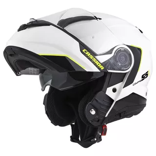 Moto přilba Cassida Compress 2.0 Refraction bílá/černá/žlutá fluo P/J