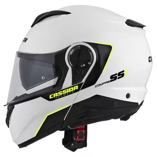 Motorradhelm Cassida Compress 2.0 Refraction weiß/schwarz/gelb fluo P/J