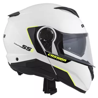 Motorradhelm Cassida Compress 2.0 Refraction weiß/schwarz/gelb fluo P/J