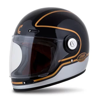 Retro helma Cassida Fibre Jawa Sport černá/stříbrná/zlatá