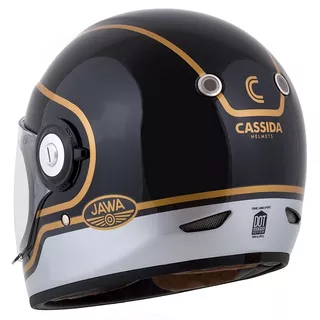 Moto prilba Cassida Fibre Jawa Sport čierna/strieborná/zlatá