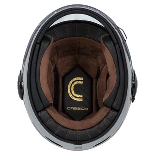 Moto přilba Cassida Fibre Jawa Sport černá/stříbrná/červená