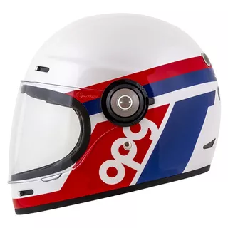 Motorcycle Helmet Cassida Fibre OPG White/Blue/Red