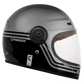 Cassida Fiber Super Hooligan Motorradhelm Schwarz/Metallic Grau