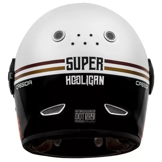 Moto přilba Cassida Fibre Super Hooligan Carat bílá perleť/černá/červená/zlatá