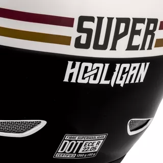 Moto přilba Cassida Fibre Super Hooligan Carat bílá perleť/černá/červená/zlatá