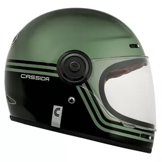 Cassida Fiber Super Hooligan Motorradhelm Schwarz/Metallic Grün/Grau