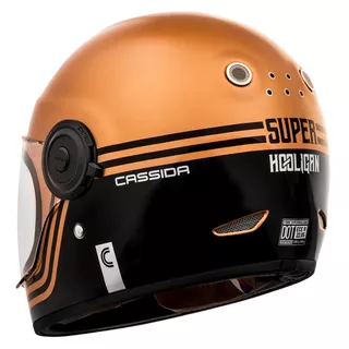 Moto prilba Cassida Fibre Super Hooligan čierna/metalická medená/šedá