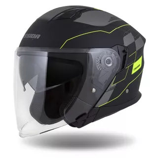 motoros bukósisakok Cassida Jet Tech RoxoR matt fekete/fluo sárga/szürke