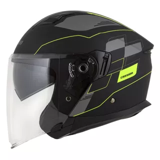 Cassida Jet Tech RoxoR Motorradhelm schwarz matt/fluo gelb/grau