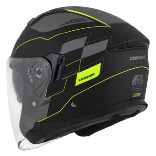 Motorcycle Helmet Cassida Jet Tech RoxoR Matte Black/Fluo Yellow/Gray