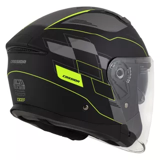 Cassida Jet Tech RoxoR Motorradhelm schwarz matt/fluo gelb/grau